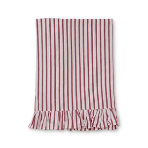 Tilly Red Stripe Frilled Tablecloth 150x230cm
