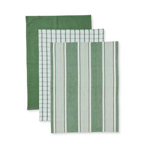 Table Linen: Avery Spruce Green Teatowel Pack 3