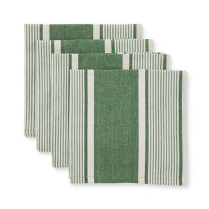 Table Linen: Avery Spruce Green Stripe Napkin Set 4