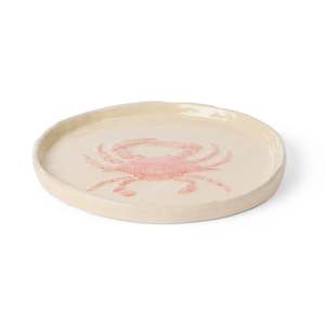 Clearance: Crab Pink Glazed Plate