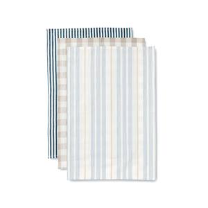 Noosa Blue/taupe Stripe Teatowel Pack of 3