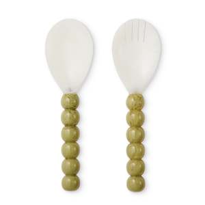 Tableware: Bobble Green/White Resin Salad Server Set