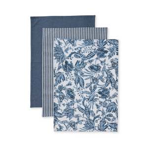 Samara Dark Blue Teatowel Pack 3
