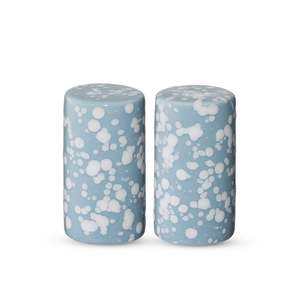 Mothers Day Sale: Speckle Light Blue/White Salt & Pepper Shaker Set