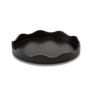 Carey Black Round Wavy Tray