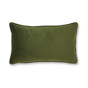 Cushions: Mira Velvet Lumbar Cushion - Olive