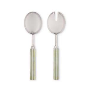 Tableware: Clyde Stripe Two Tone Green Salad Server Set