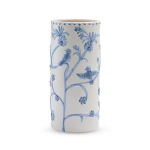 Home Decor: Lille White/Blue Embossed Umbrella Stand