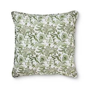 Cushions: Anthea Green Block Print Cushion 50cm