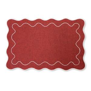 Claudia Red/White Scalloped Rectangle Placemat 30X45cm