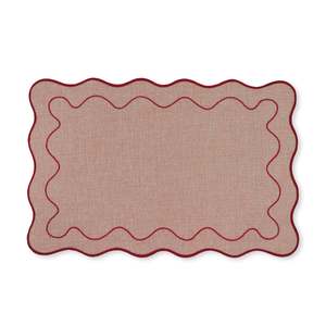 Claudia Light Pink/Red Scalloped Rectangle Placemat 30X45cm