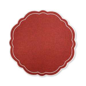 Claudia Red/White Scalloped Round Placemat D33cm
