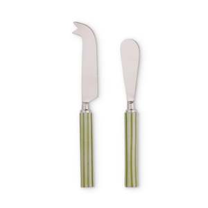 Tableware: Clyde Stripe Two Tone Green Cheese Knife Set