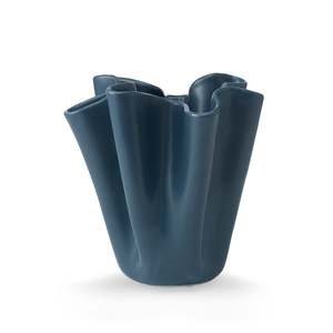 Home Decor: Rippled Dark Blue Vase