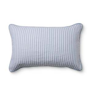 Sinclair Blue Stripe Quilted Pillow Case Set 2