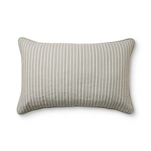 Sinclair Green Stripe Quilted Pillow Case Set 2
