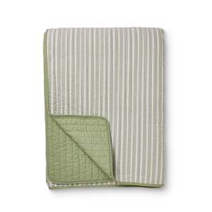Sinclair Green Stripe Quilted Coverlet