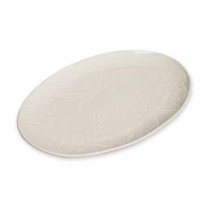 Poinsettia White Engraved Platter 36x24x25cm