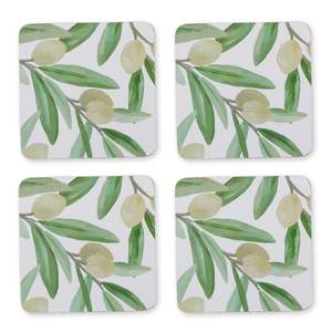 Sicilian Olive Square Hard Coaster Set 4