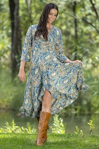 Cienna: Cienna - LDR-04 Teal Wrap Dress