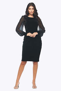 Zaliea: Zaliea - Z0258 Velvet Sleeve Dress
