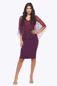 Zaliea: Zaliea - Z0009 Beaded Cape Dress