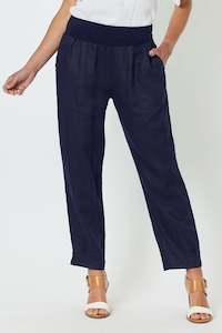 Linen Pants: Gordon Smith Collection - 19393 Sarah Rib Waist Linen Pant
