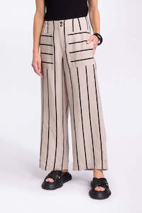 Linen Pants: Marco Polo - YTMS58253 Wide Leg Stripe Pant