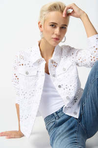 Denim 1: Joseph Ribkoff - 242918 Broderie Denim Jacket