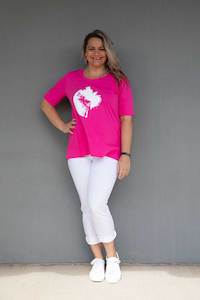 Printed Tops: Cashews - C240 Woodcut Round Tee Shirt