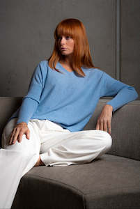 Bridge And Lord: Bridge and Lord - BL5655 Queen Vee Neck Curved Hem Pullover
