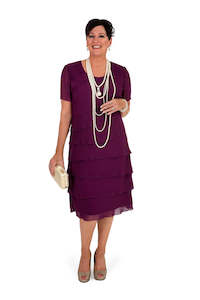 Mother Of The Bride Groom: Layla Jones / Jesse Harper LJ0002/JH0072 - Short Sleeve Chiffon Layer Dress