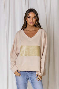 Love Lily - MC002 Cooper V Neck Sequin Sweat