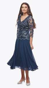 Black Tie: Jesse Harper - JH0604 V Neck Sequin Lace Chiffon Dress