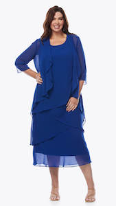 Mother Of The Bride Groom: Layla Jones - LJ0148 Midi Chiffon Layer Dress with Jacket