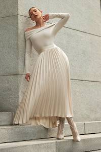 Frank Lyman - 244128 Pleated High-waist Midi Skirt