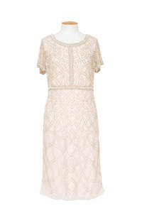 Mother Of The Bride Groom: Jesse Harper - JH0135 Cognac Short Sleeve Beaded Dress