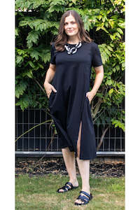 Knee Length: White On Black - Elise Dress