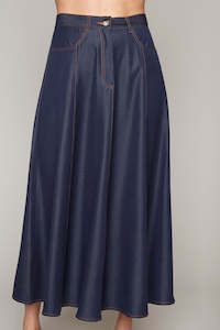 Carre Noir: Carre Noir - Maxi Chambray Skirt