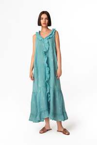 Haris Cotton - Sleeveless Maxi Gauze Dress with Frills