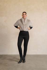 Holmes and Fallon - Sparkle Faux Fur Crop Jacket