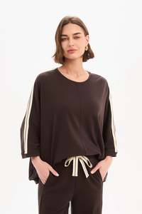 Tirelli - Oversized 3/4 Stripe Sleeve Tee