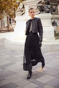 Two Pieces: Frank Lyman - Satin Hem Pleated Skirt
