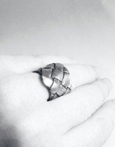 Wide Flax Weave Silver Ring Sterling Silver Harakeke Ring - Maggie Adams Jewelle&hellip;