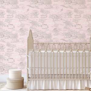 Non Woven Wallpapers: Blue Wonder 2023 Soft Warm Grey on Soft Pink Mashmallow 130cm wide x 300cm height