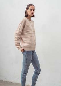 Aleger Cashmere - Cashmere Blend Loopy Oversized Crewneck Shell Beige