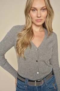 Mos Mosh: Mos Mosh - Relena Rib V-Neck Cardigan