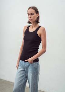 Knitwear: Aleger Cashmere - N.310 CASHMERE BLEND RIBBED VEST BLACK