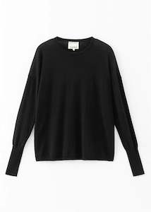 Aleger Cashmere - N.316 CASHMERE BLEND TULIP SLEEVE TOP BLACK