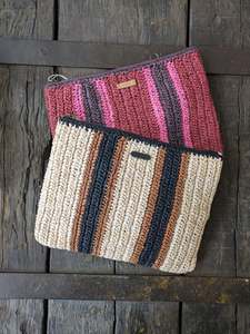 Yerse - Raffia Striped Clutch Bag